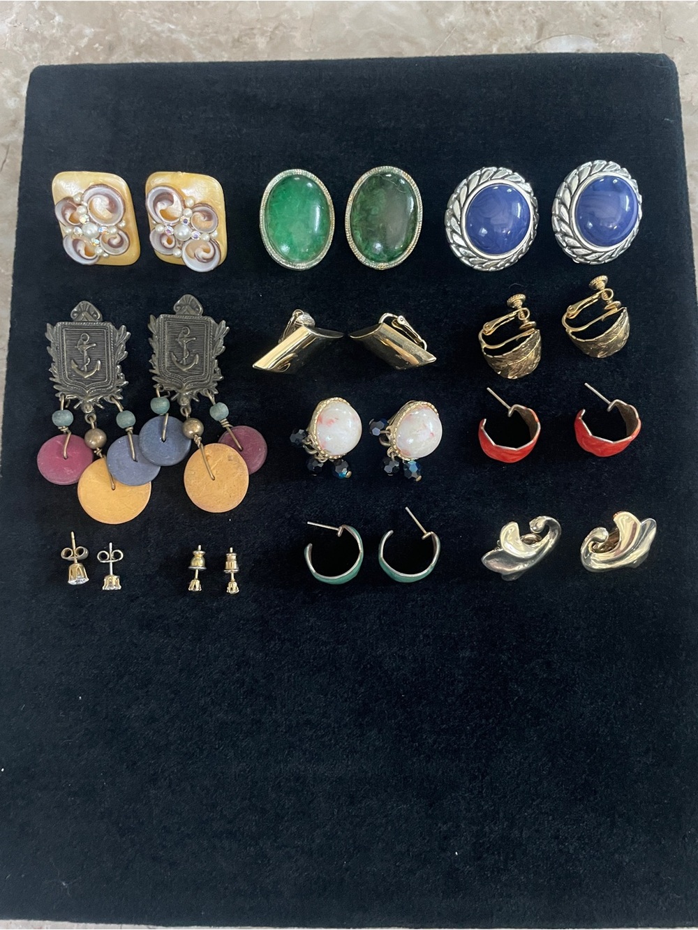 Vintage lot 12 pair earrings Napier Avon, Trifari, Japan!
